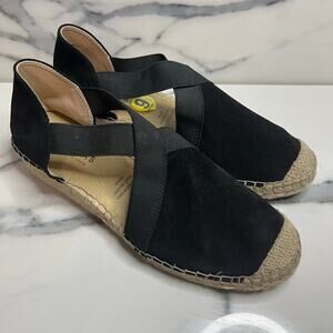 Fabiolas Women's Black Suede Wedge Espadrille Sandal Sz 40 Sz 9 Beachy Capsule